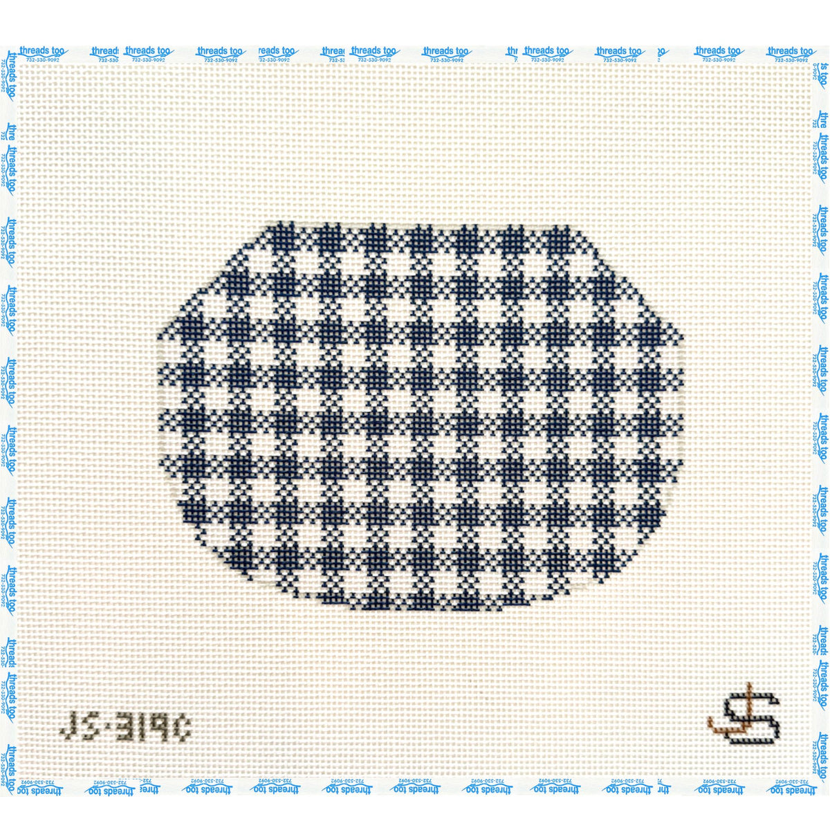 Gingham Kiss Lock Bag hand-painted needlepoint clutch canvas by Jeni Sandberg