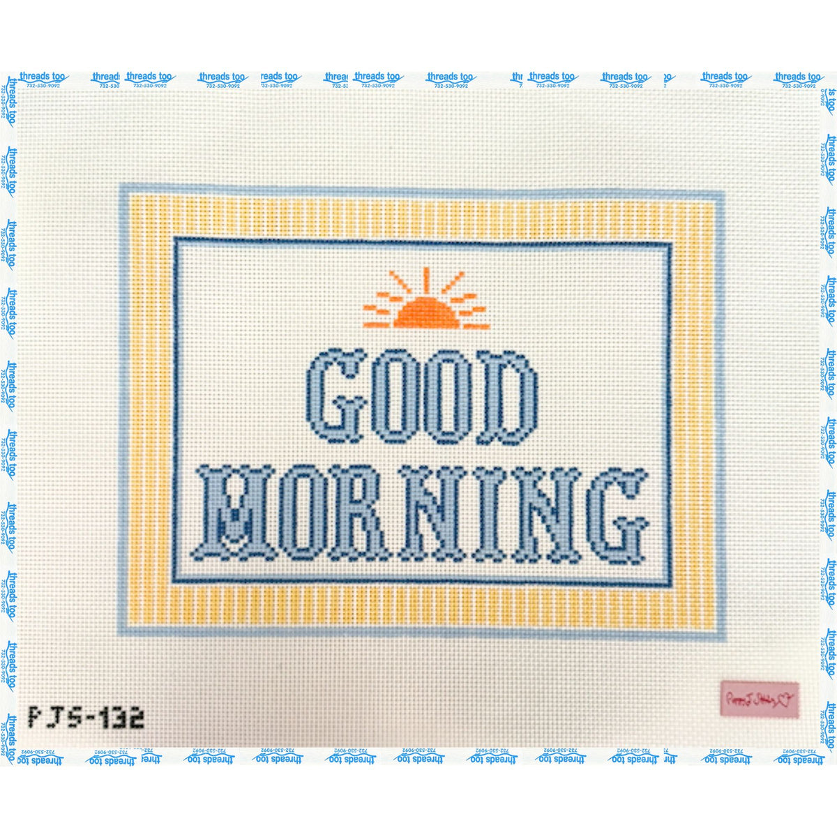 Good Morning hand-painted needlepoint canvas by Poppy J Stitches