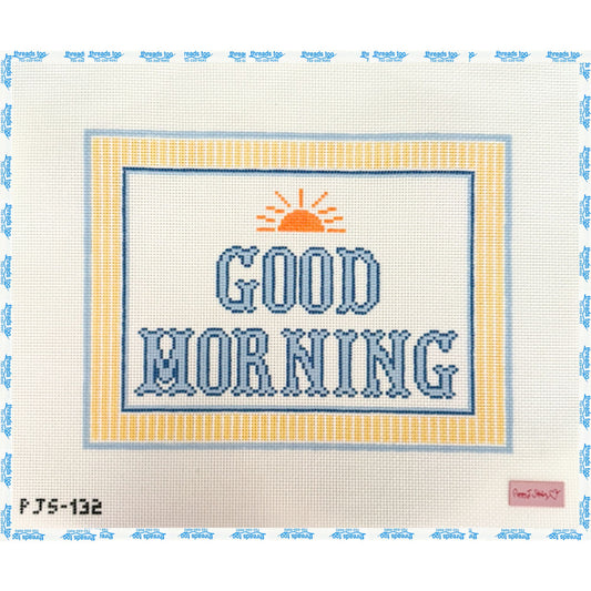 Good Morning hand-painted needlepoint canvas by Poppy J Stitches