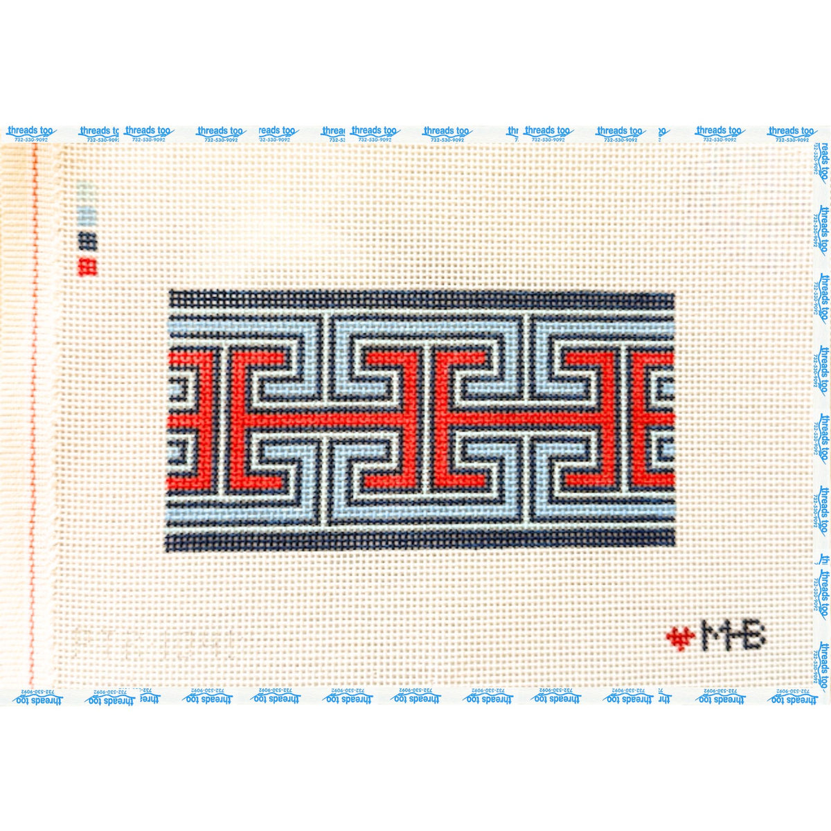 Greek Key Insert hand-painted needlepoint canvas by Love MHB Studio