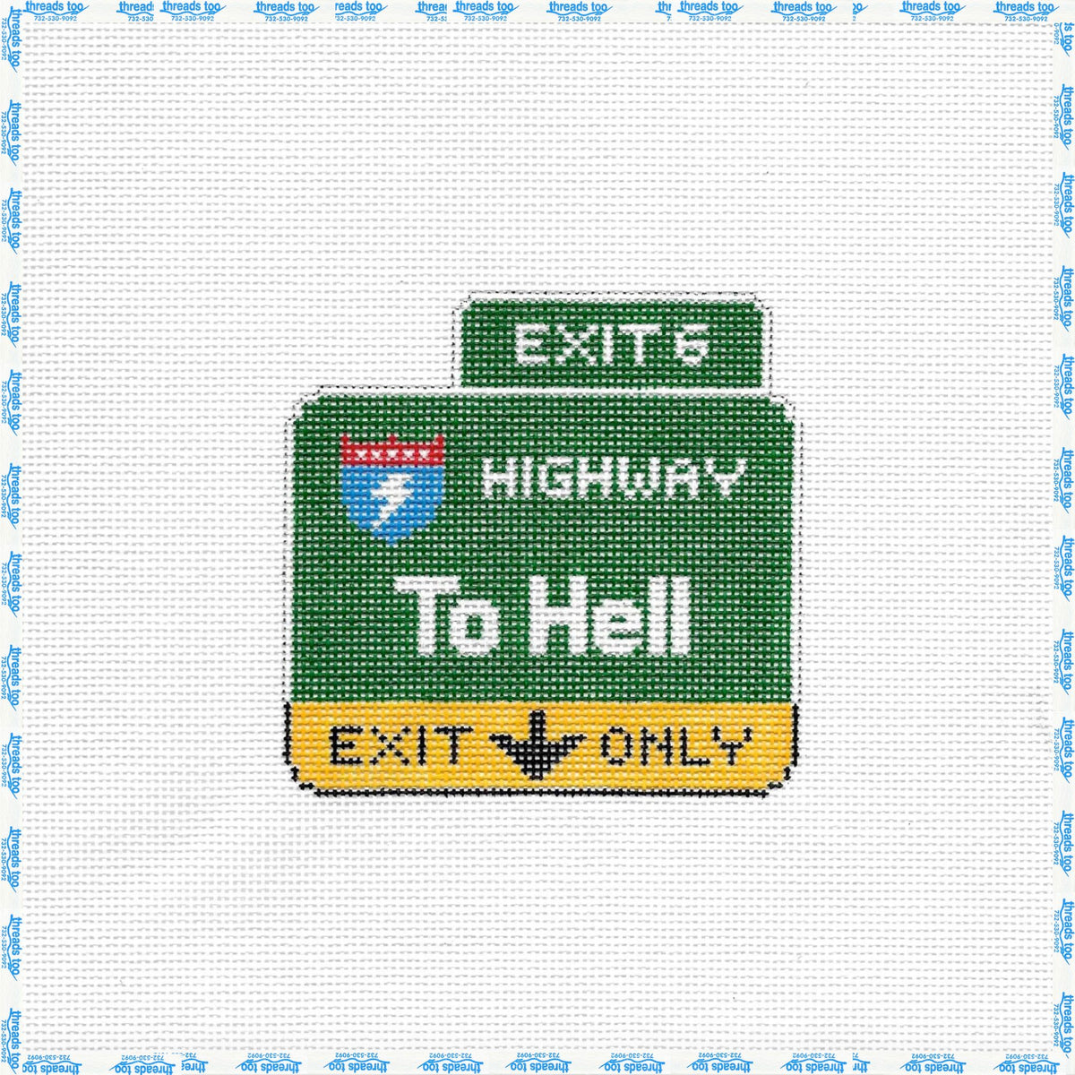 Highway to Hell hand-painted needlepoint ornament canvas by C'ate La Vie