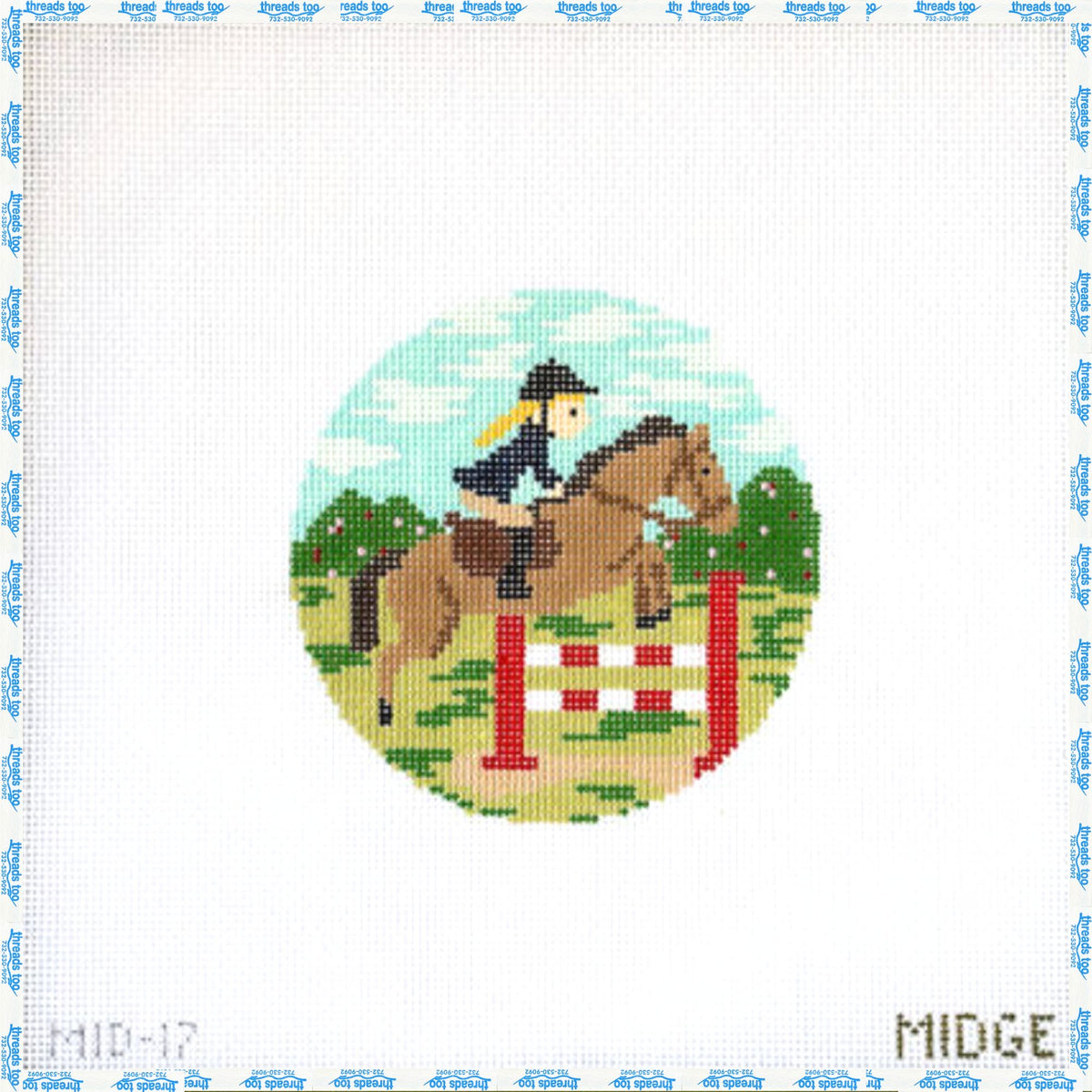 Horse Girl hand-painted needlepoint ornament canvas by Stitches by Midge