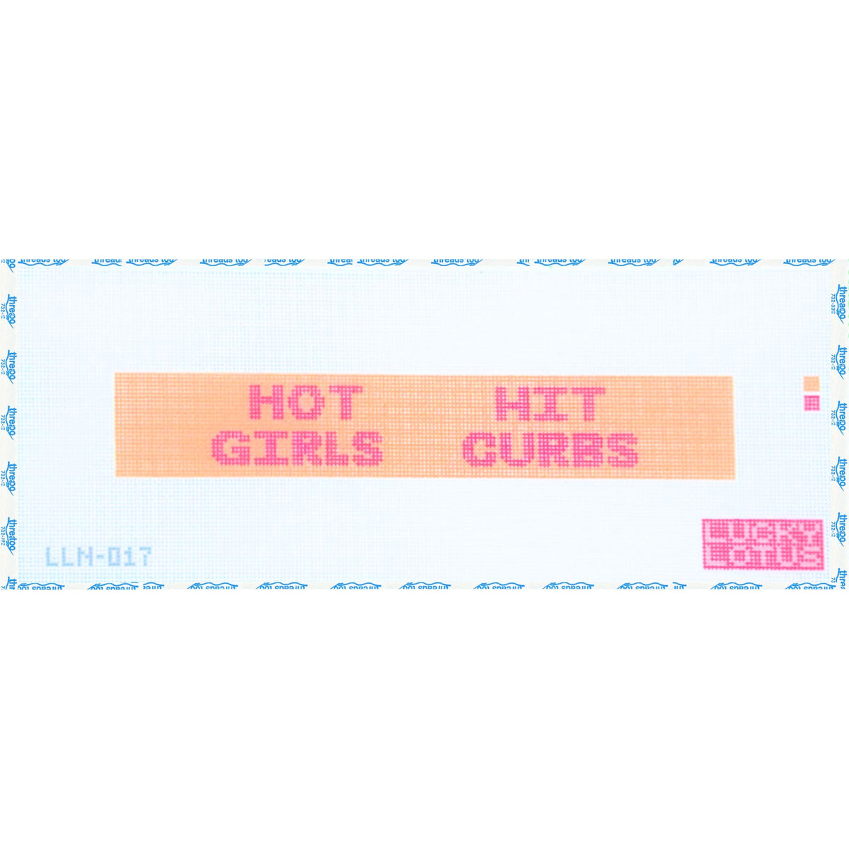 Hot Girls Hot Curbs hand-painted needlepoint key fob canvas by Lucky Lotus