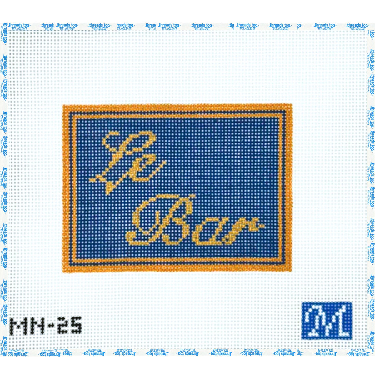 Le Bar hand-painted needlepoint canvas by Maura Nolan Designs