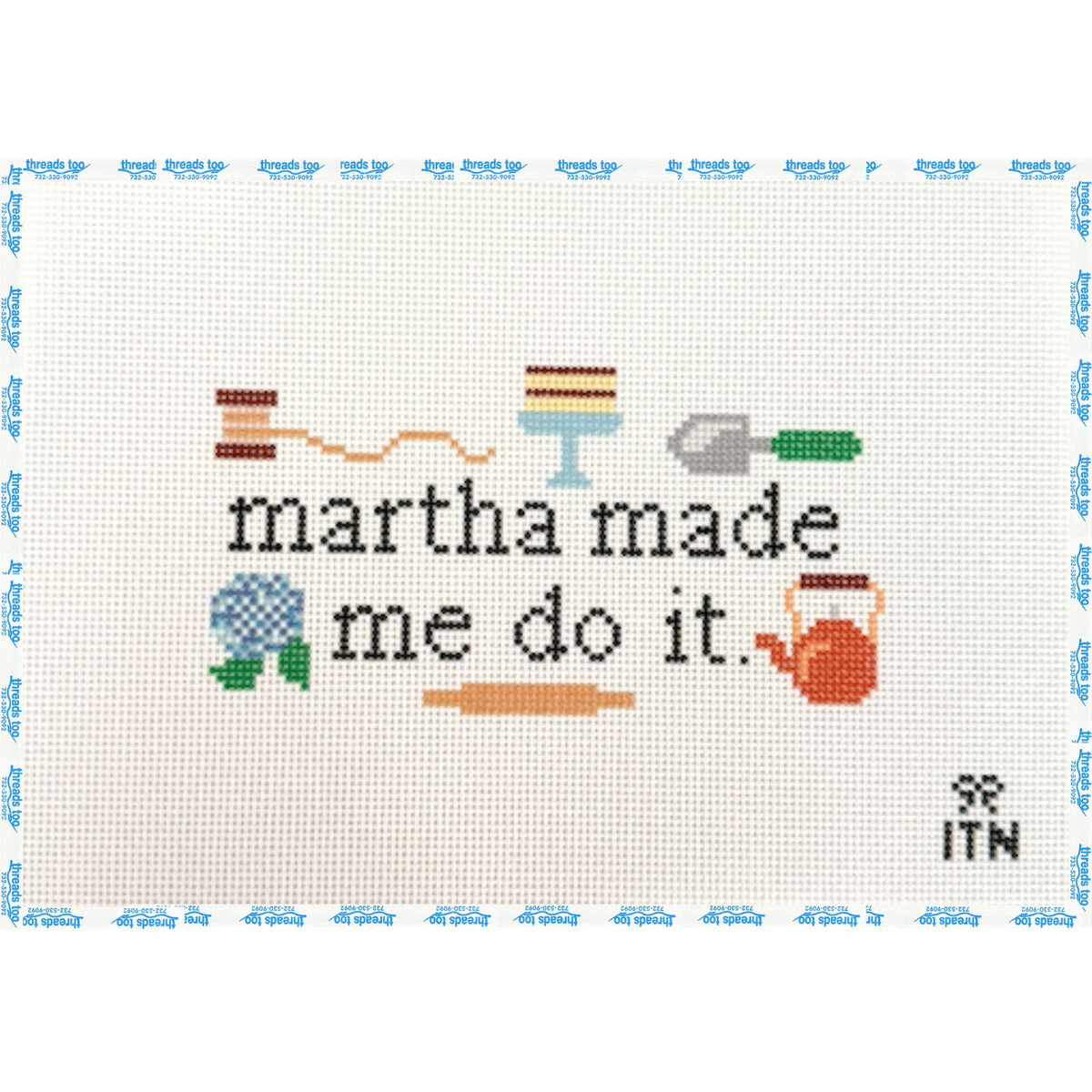 Martha Made Me Do It hand-painted needlepoint canvas by Ivy Thread Needlepoint