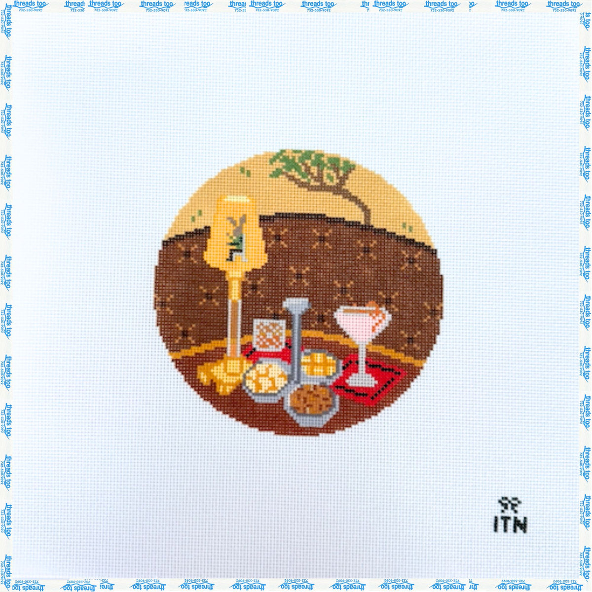 Meet Me At Bemelmens hand-painted needlepoint ornament canvas by Ivy Thread Needlepoint