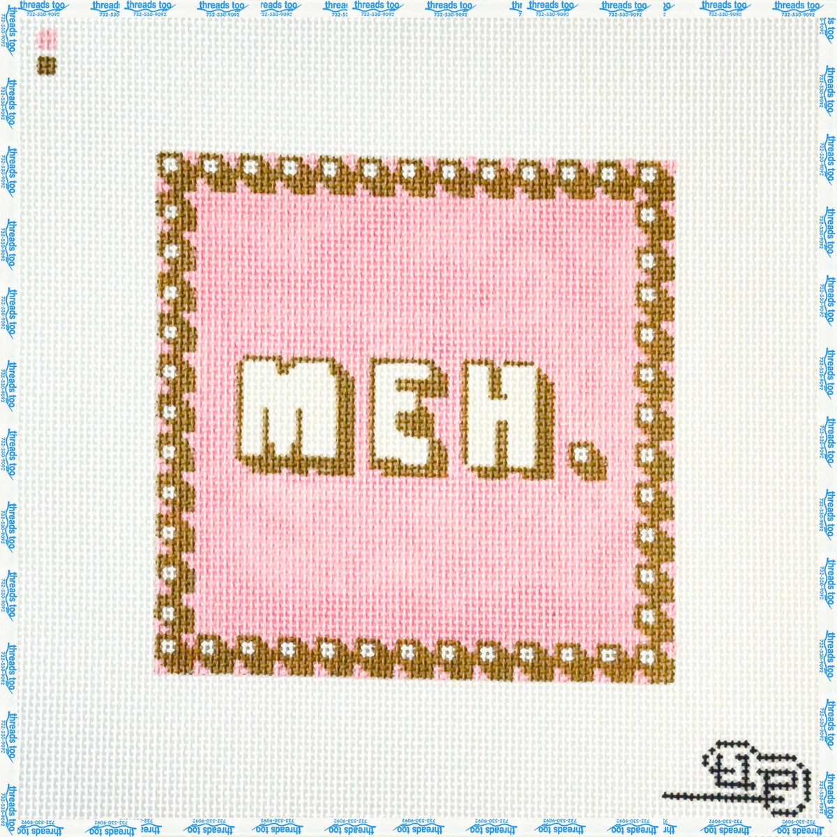 Meh. hand-painted needlepoint canvas by The Little Prick