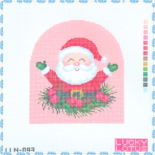 Merry Santa hand-painted needlepoint canvas by Lucky Lotus