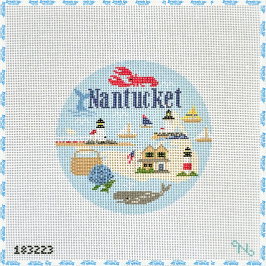 Nantucket hand-painted needlepoint ornament canvas by Needlepaint