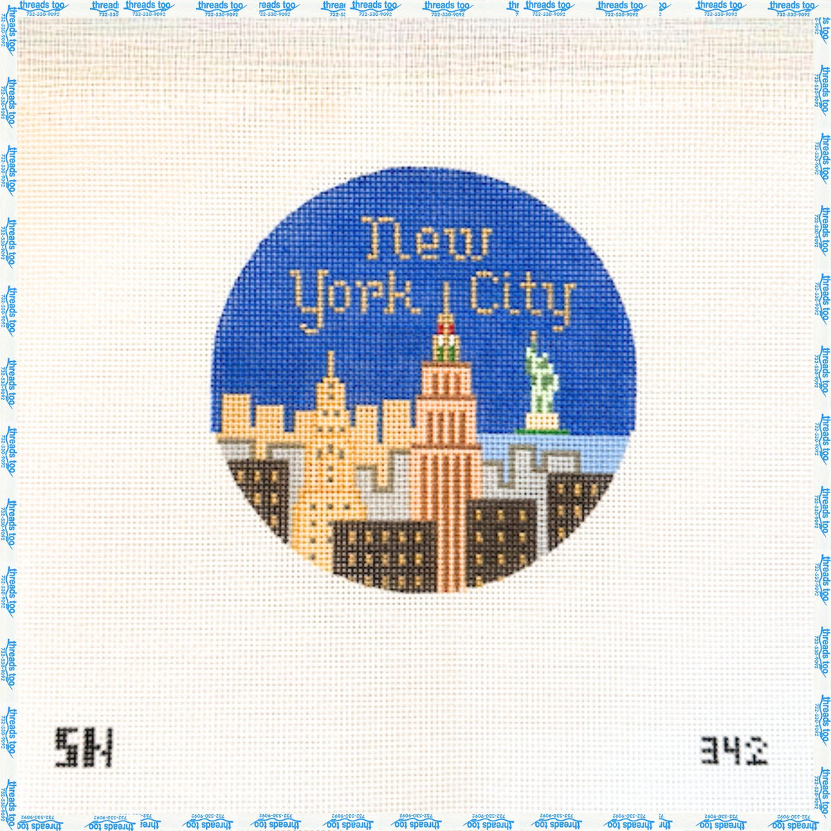New York City Ornament hand-painted needlepoint canvas by Silver Needle