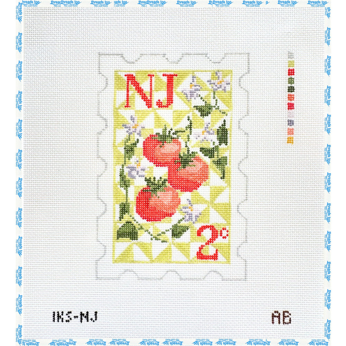 NJ Stamp hand-painted needlepoint canvas by Initial K