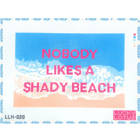 Nobody Likes a Shady Beach hand-painted needlepoint canvas by Lucky Lotus