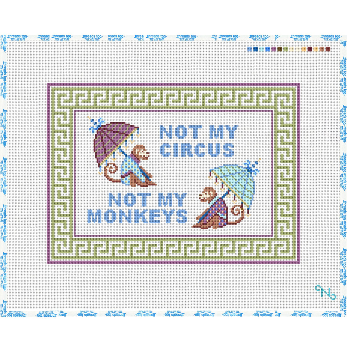 Not My Circus, Not My Monkeys hand-painted needlepoint canvas by Needlepoint