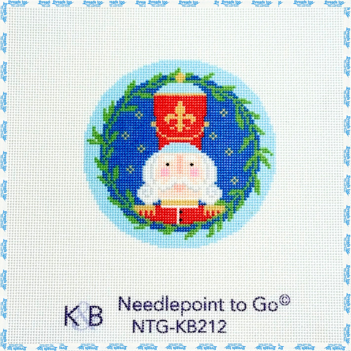 Nutcracker Round- Franz hand-painted needlepoint ornament canvas by Kirk & Bradley