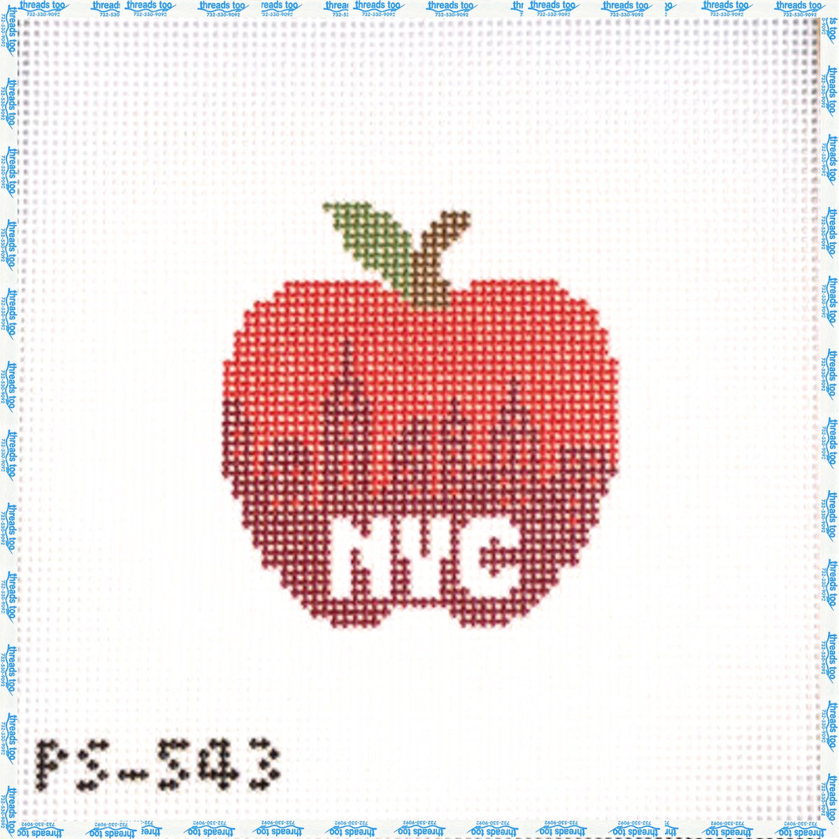 NYC Skyline Apple hand-painted needlepoint ornament canvas by Daddy Day Care