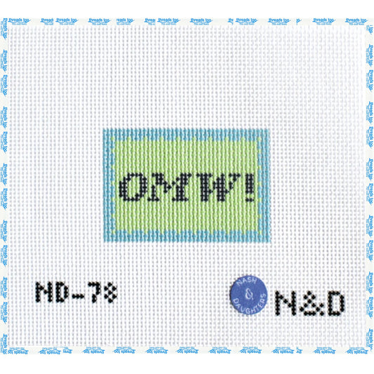 OMW! Luggage Tag Insert hand-painted needlepoint canvas by Nash & Daughters