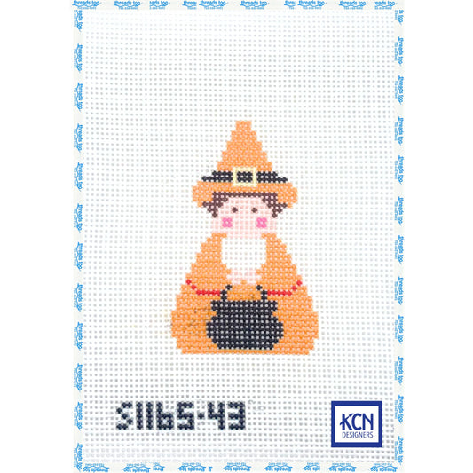 Orange Witch Angel hand-painted needlepoint ornament canvas by KCN