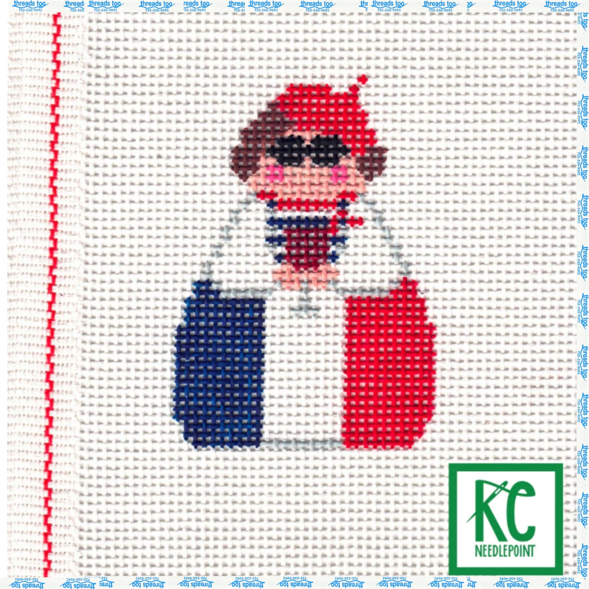 Parisian Angel hand-painted needlepoint ornament canvas by KCN Designers