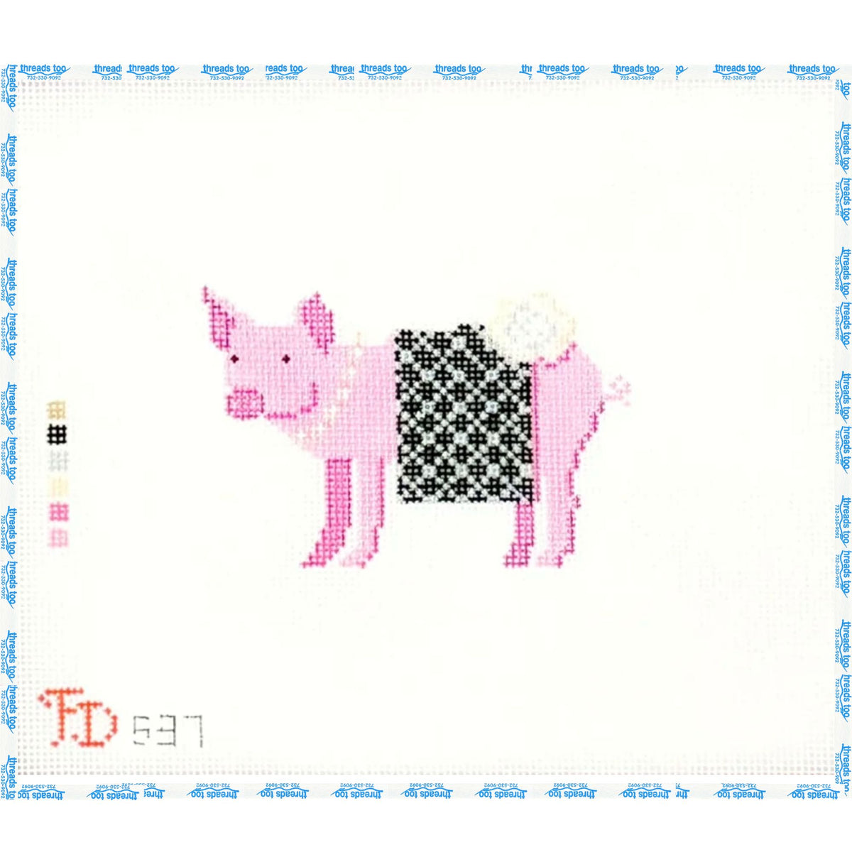 Pig in a CC style Blanket hand-painted needlepoint ornament canvas by Froopy Designs