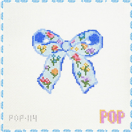 Blue Floral Bow