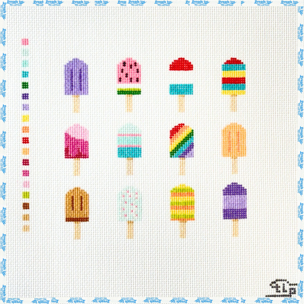 Popsicles hand-painted needlepoint canvas by The Little Prick
