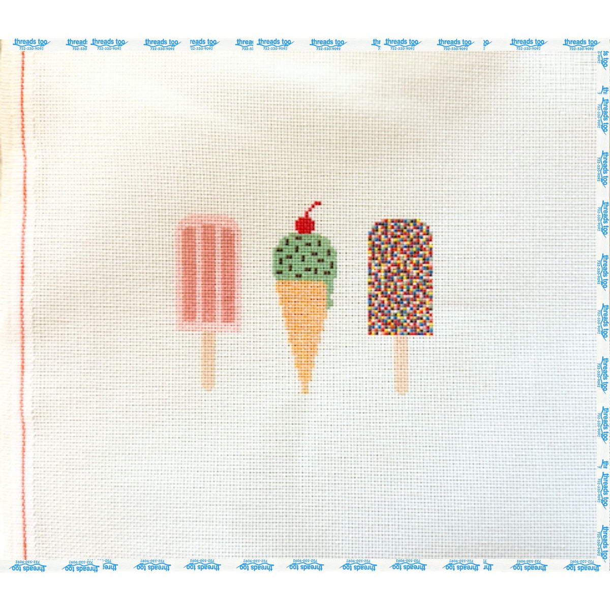 Popsicles hand-painted needlepoint canvas by The Salty Stitcher