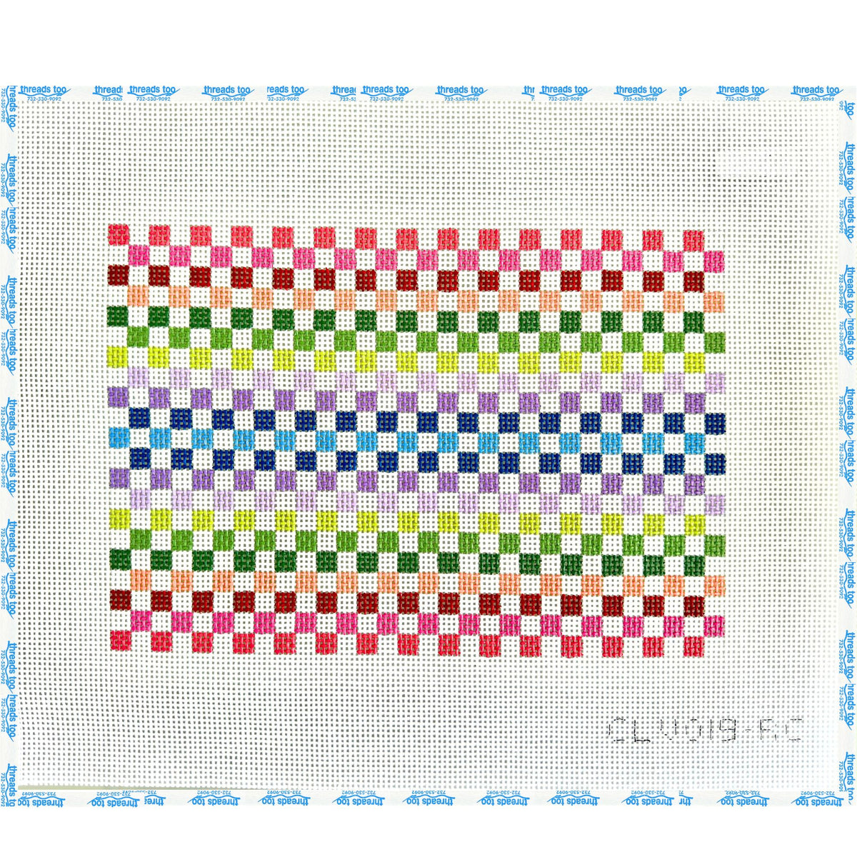 Rainbow Check Clutch hand-painted needlepoint canvas by C'ate La Vie