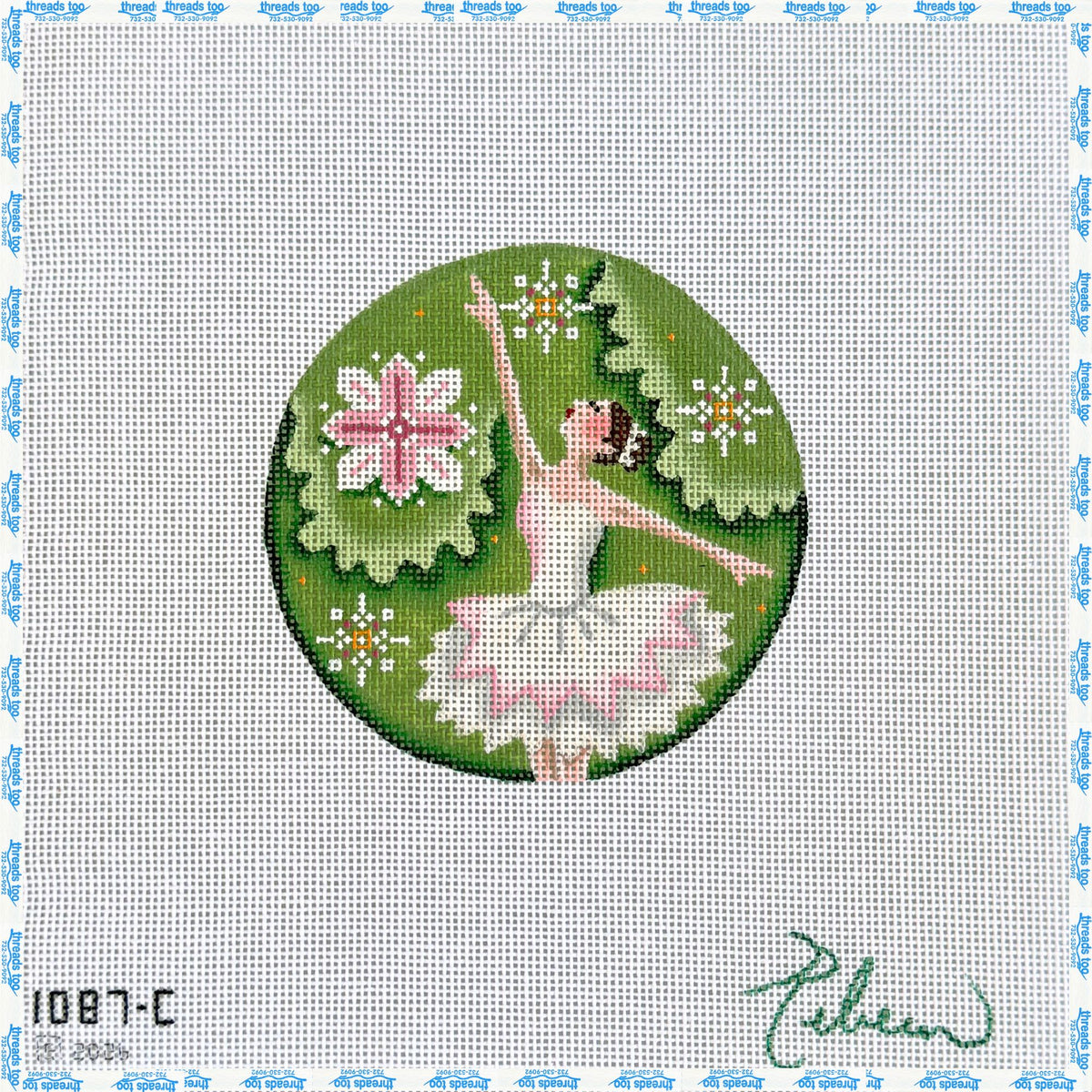 RW Sugar Plum Fairy hand-painted needlepoint ornament canvas by Rebecca Wood