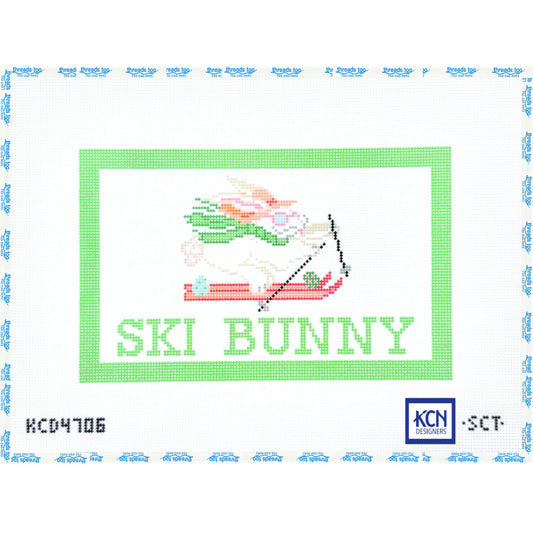 Ski Bunny hand-painted needlepoint canvas by KCN