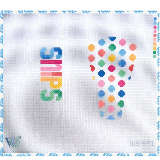 Snips Case- Bright hand-painted needlepoint scissor case canvas by Wipstitch Needleworks