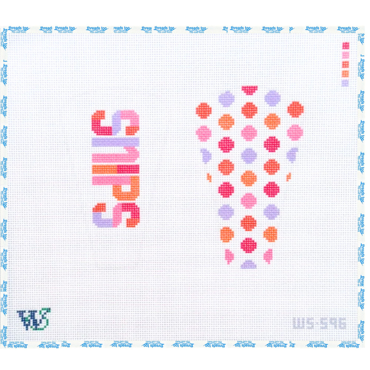 Snips Juicy Fruit hand-painted needlepoint canvas by Wipstitch Needleworks