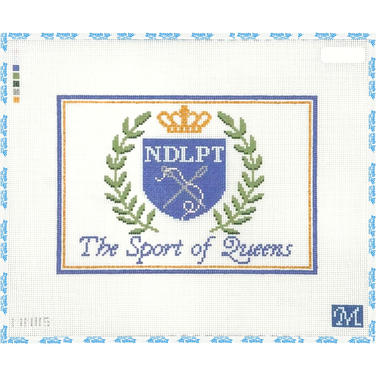 Sport of Queens hand-painted needlepoint canvas by Maura Nolan Designs