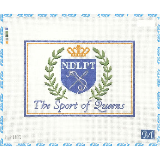 Sport of Queens hand-painted needlepoint canvas by Maura Nolan Designs