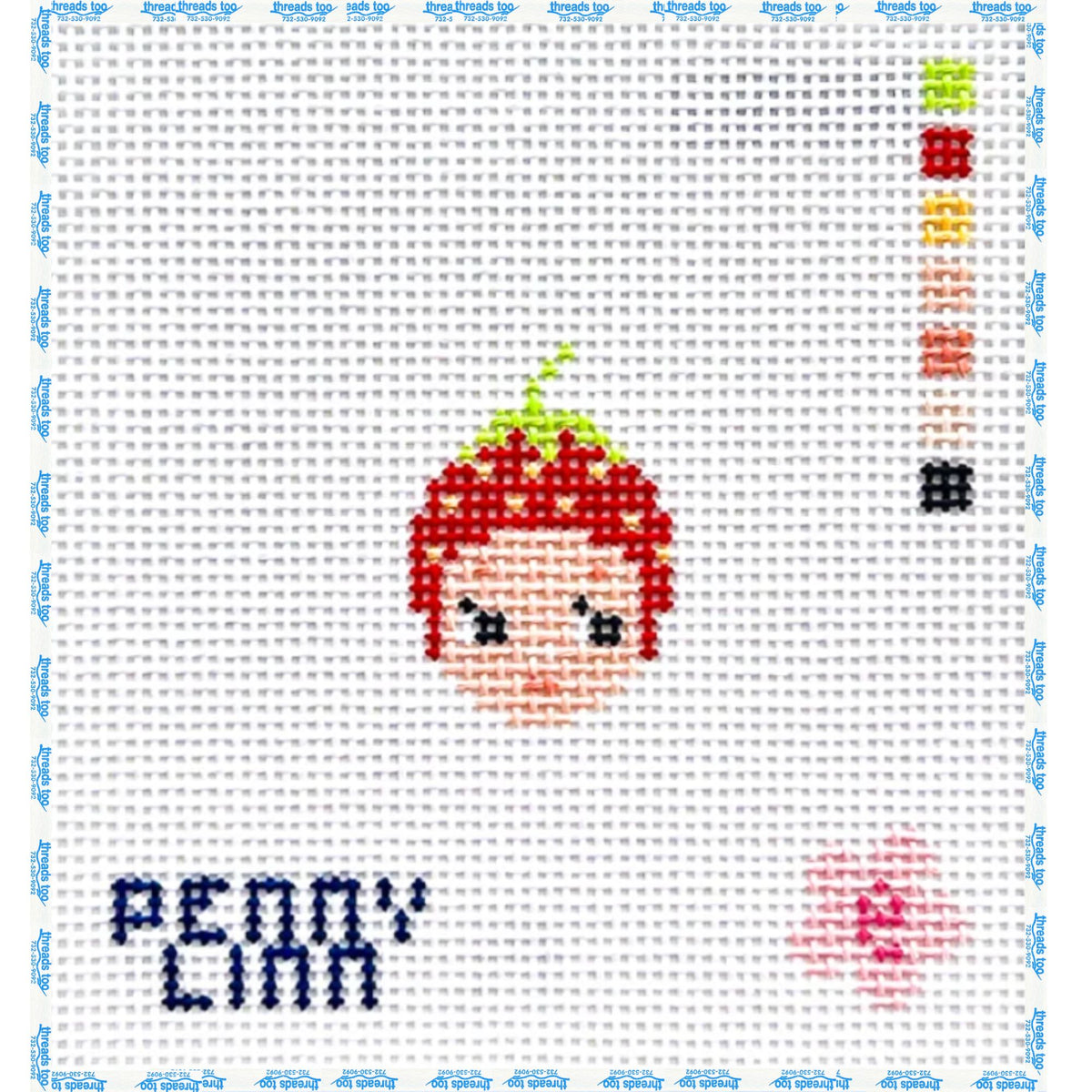 Strawberry Cherub hand-painted needlepoint ornament canvas by Penny Linn