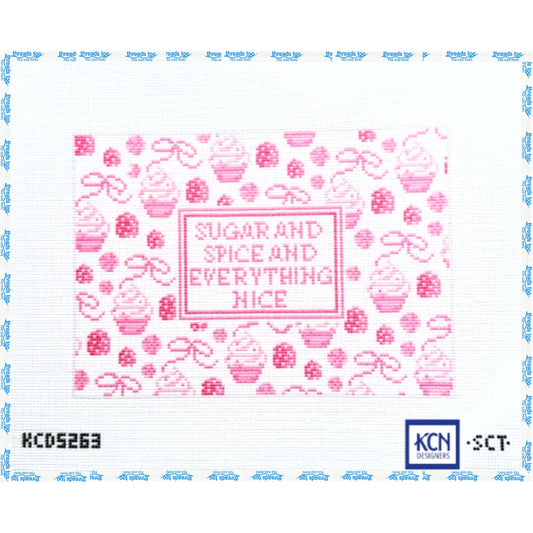 Sugar and Spice and Everything Nice hand-painted needlepoint canvas by KCN