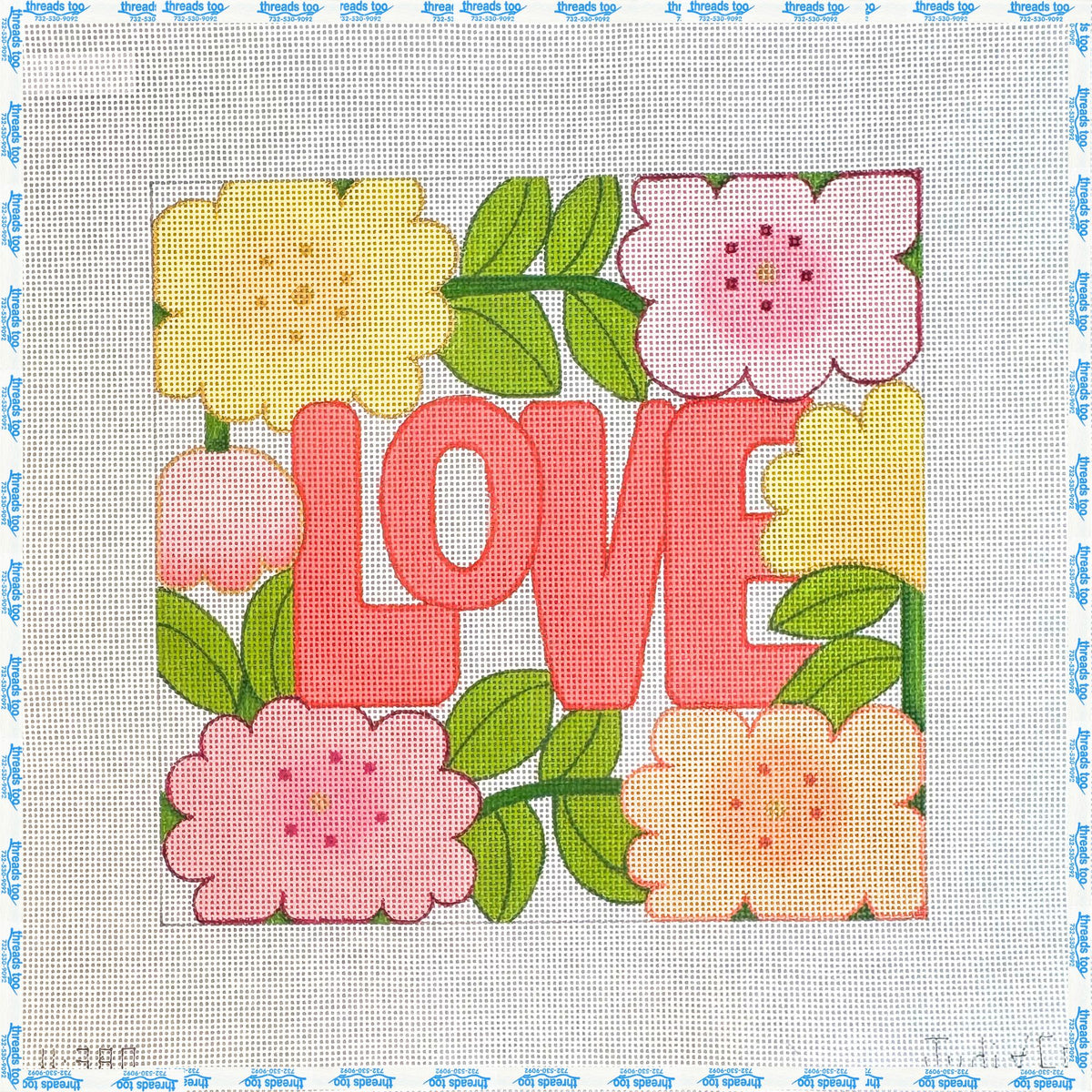 Summer Love hand-painted needlepoint canvas by Judi & Co.