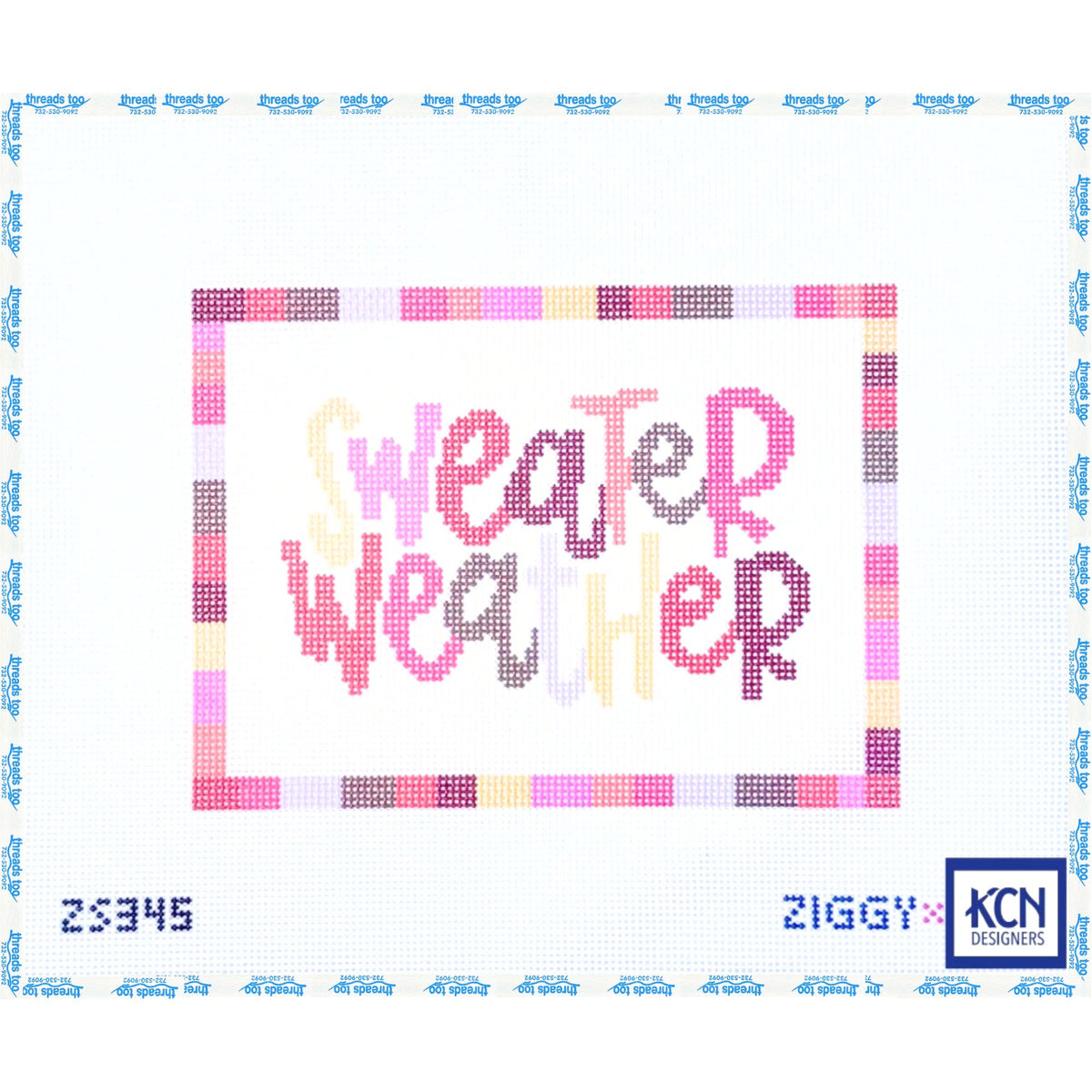 Sweater Weather hand-painted needlepoint canvas by Ziggy
