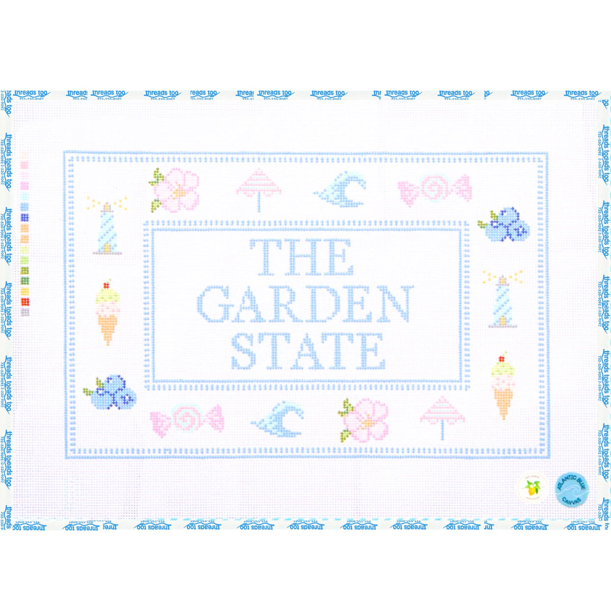 The Garden State hand-painted needlepoint canvas by Atlantic Blue Canvas
