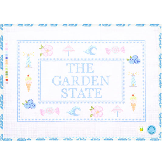 The Garden State hand-painted needlepoint canvas by Atlantic Blue Canvas