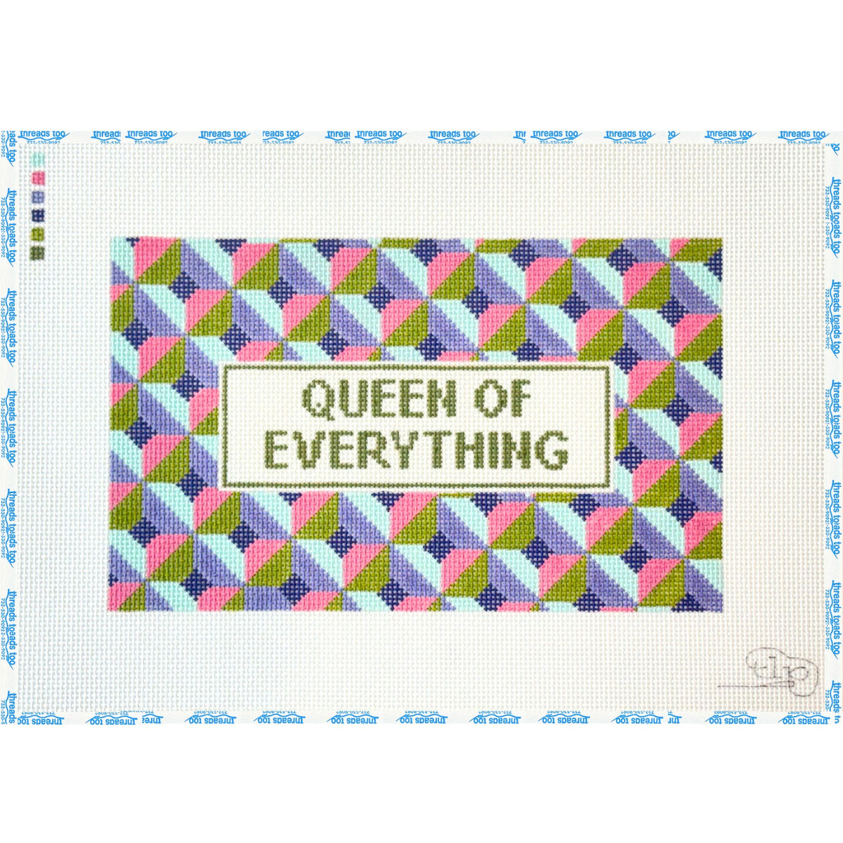 The Queen of Everything hand-painted needlepoint canvas by The Little Prick