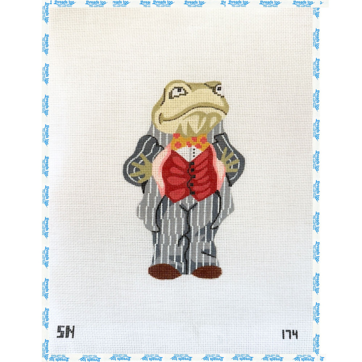 Toad Ornament hand-painted needlepoint canvas by Silver Needle