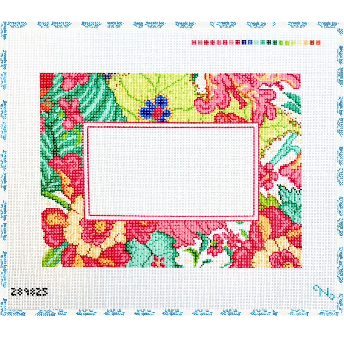 Tobacco Leaf Frame hand-painted needlepoint canvas by NeedlePaint