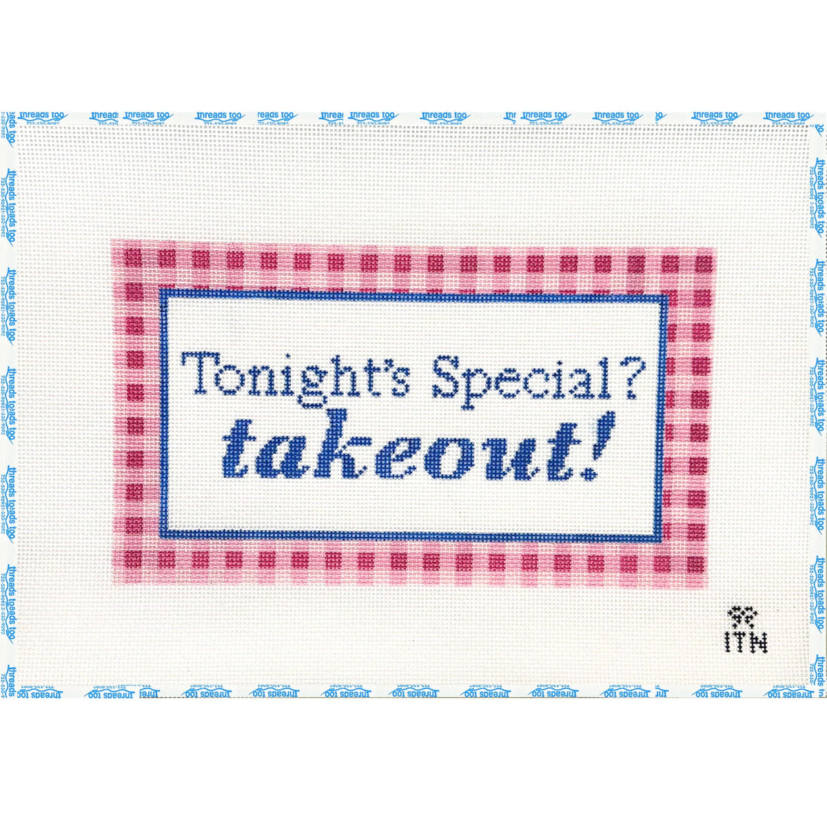 Tonight's Special? Take Out! hand-painted needlepoint canvas by Ivy Thread Needlepoint
