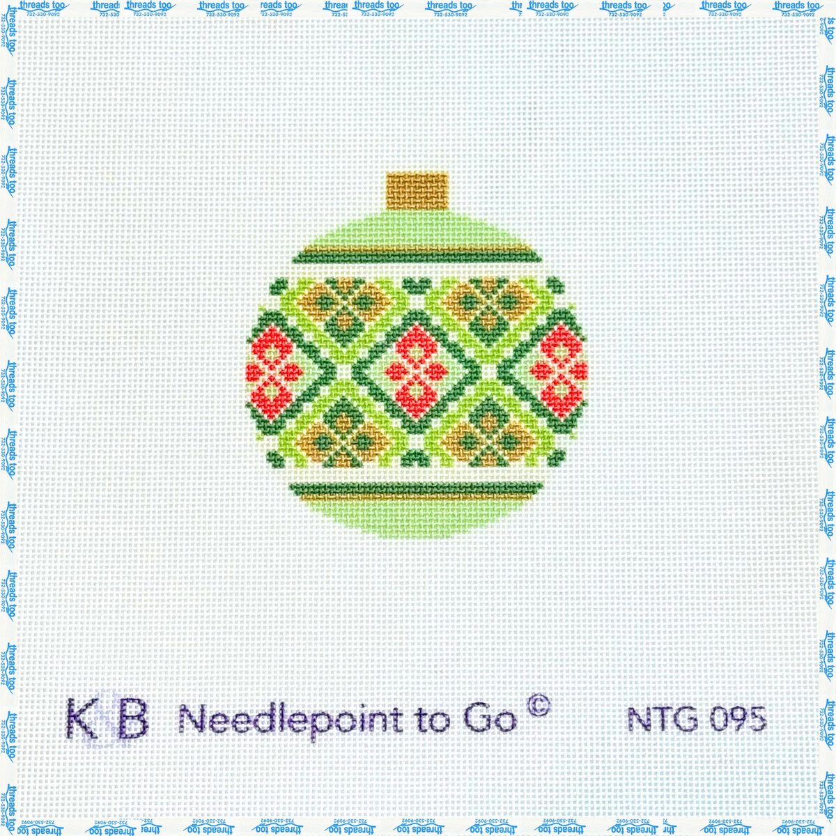 Verona Bauble- San Giovanni hand-painted needlepoint ornament canvas by Kirk & Bradley