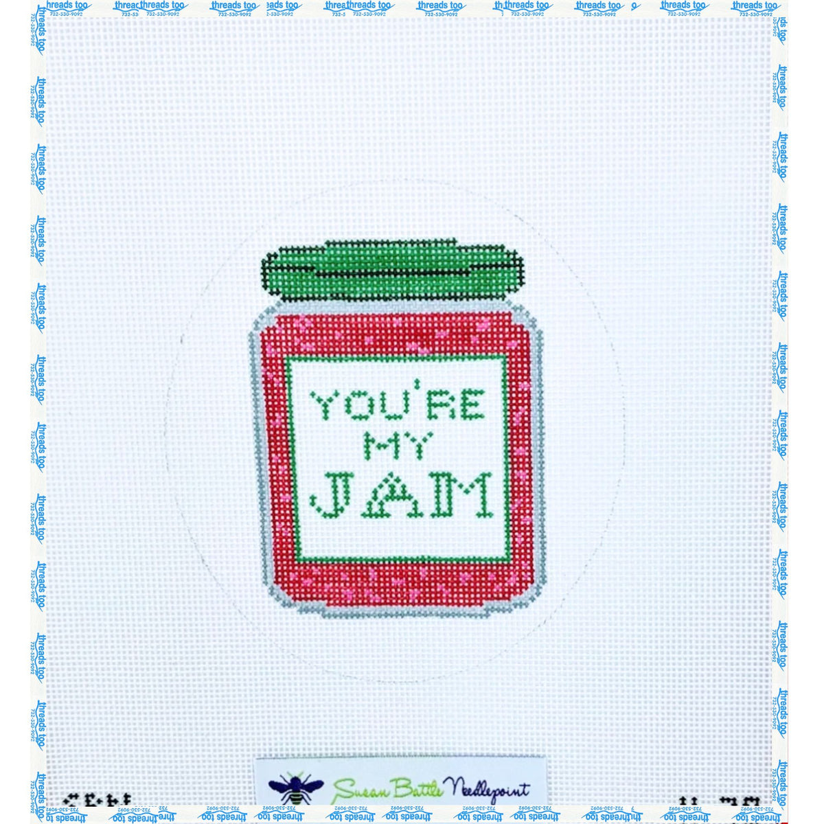 You're My Jam hand-painted needlepoint ornament canvas by Susan Battles