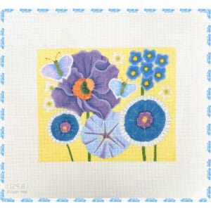 Purple Flowers on Yellow