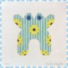 Kristine Kingston - Frog with Yellow Flowers on Blue and Green Stripes