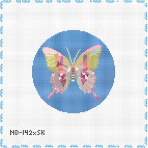 Gold & Green Butterfly on Blue Round - Nash & Daughters