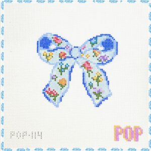 Blue Floral Bow