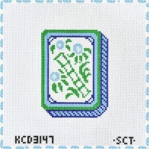 Blue Mahjong Flower Tile